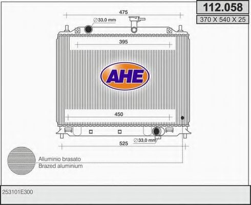 AHE 112058 Радиатор охлаждения двигателя AHE для HYUNDAI