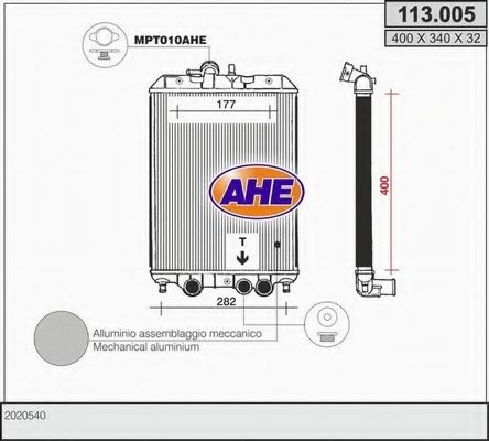 113.005 AHE Радиатор, охлаждение двигателя 113.005 AHE Радиатор, охлаждение двигателя