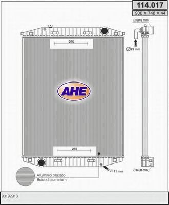 AHE 114017 Радиатор охлаждения двигателя для IVECO EUROSTAR