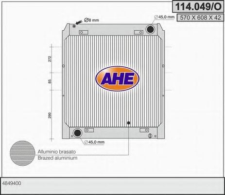 AHE 114049O Радиатор охлаждения двигателя для IVECO