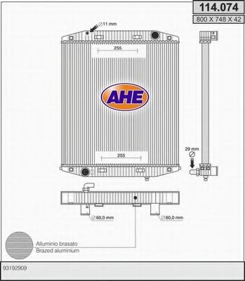 AHE 114074 Радиатор охлаждения двигателя AHE для IVECO EUROTRAKKER