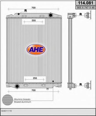AHE 114081 Радиатор охлаждения двигателя AHE для IVECO