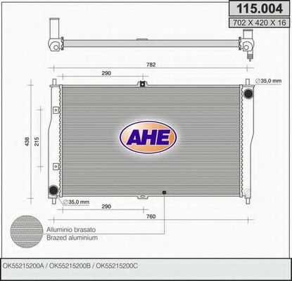AHE 115004 Радиатор охлаждения двигателя AHE для KIA