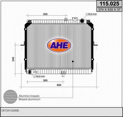 AHE 115025 Радиатор охлаждения двигателя AHE для KIA