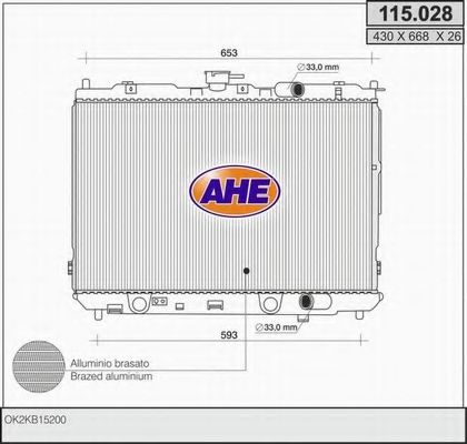 AHE 115028 Радиатор охлаждения двигателя AHE для KIA