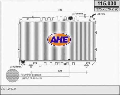 AHE 115030 Радиатор охлаждения двигателя AHE для KIA