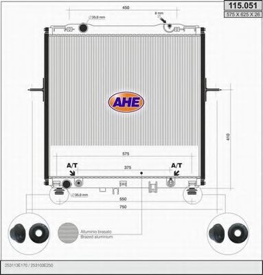 AHE 115051 Радиатор охлаждения двигателя AHE для KIA