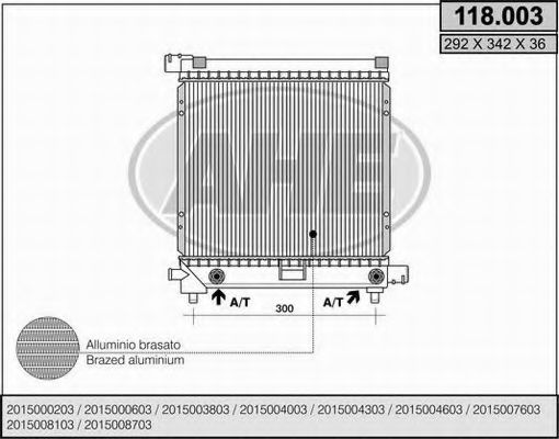 AHE 118003 Радиатор охлаждения двигателя AHE для MERCEDES-BENZ