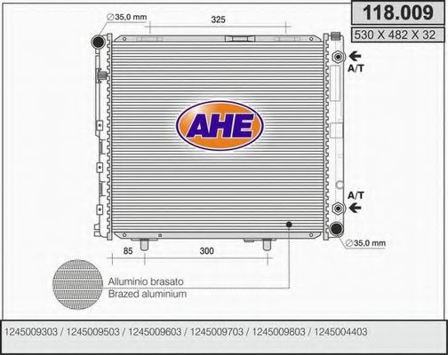 AHE 118009 Радиатор охлаждения двигателя AHE для MERCEDES-BENZ