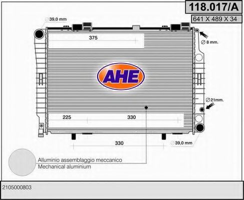 AHE 118017A Радиатор охлаждения двигателя AHE для MERCEDES-BENZ