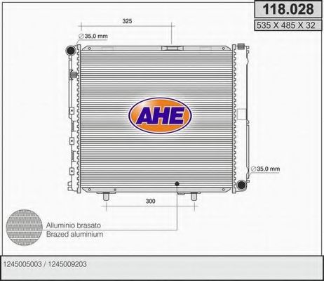 AHE 118028 Радиатор охлаждения двигателя для MERCEDES-BENZ