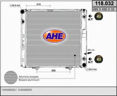 AHE 118032 Радиатор охлаждения двигателя для MERCEDES-BENZ KOMBI