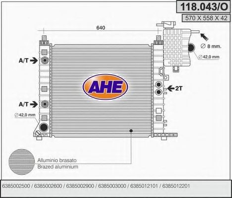 AHE 118043O Радиатор охлаждения двигателя AHE для MERCEDES-BENZ