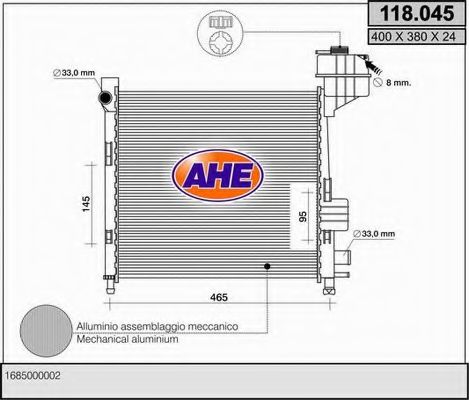 AHE 118045 Радиатор охлаждения двигателя AHE для MERCEDES-BENZ