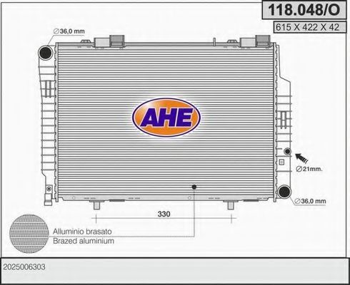 AHE 118048O Радиатор охлаждения двигателя AHE для MERCEDES-BENZ