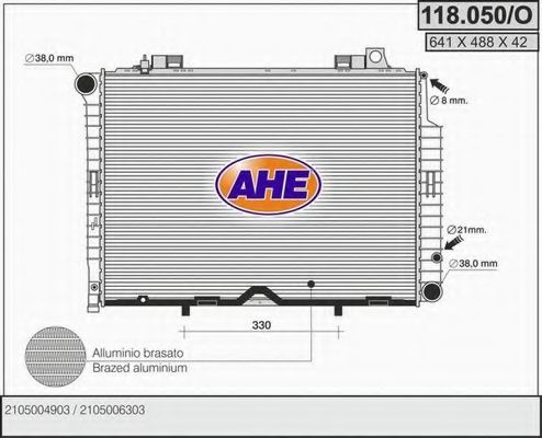 AHE 118050O Радиатор охлаждения двигателя AHE для MERCEDES-BENZ