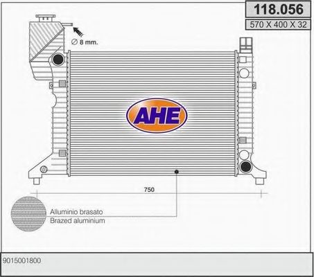 AHE 118056 Радиатор охлаждения двигателя для MERCEDES-BENZ