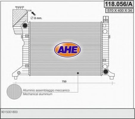 AHE 118056A Радиатор охлаждения двигателя AHE для MERCEDES-BENZ