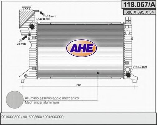 AHE 118067A Радиатор охлаждения двигателя AHE для MERCEDES-BENZ