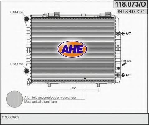 AHE 118073O Радиатор охлаждения двигателя для MERCEDES-BENZ