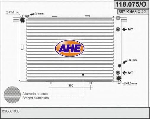 AHE 118075O Радиатор охлаждения двигателя для MERCEDES-BENZ