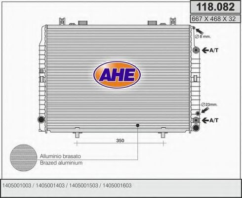 AHE 118082 Радиатор охлаждения двигателя для MERCEDES-BENZ