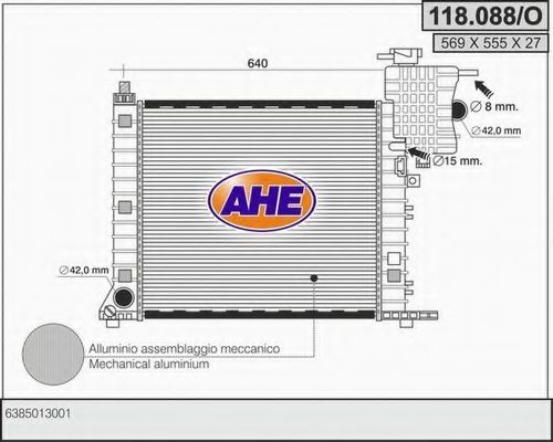 AHE 118088O Радиатор охлаждения двигателя AHE для MERCEDES-BENZ
