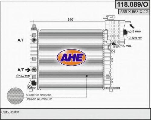 AHE 118089O Радиатор охлаждения двигателя для MERCEDES-BENZ VITO