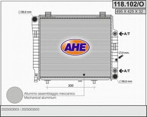 AHE 118102O Радиатор охлаждения двигателя AHE для MERCEDES-BENZ