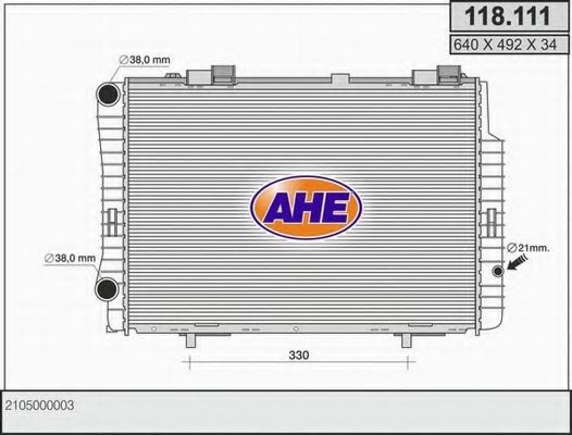AHE 118111 Радиатор охлаждения двигателя для MERCEDES-BENZ