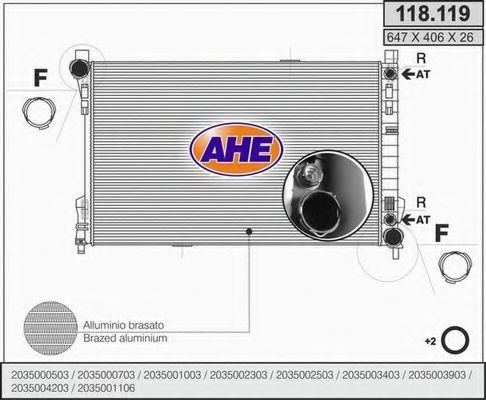 AHE 118119 Радиатор охлаждения двигателя для MERCEDES-BENZ CLK