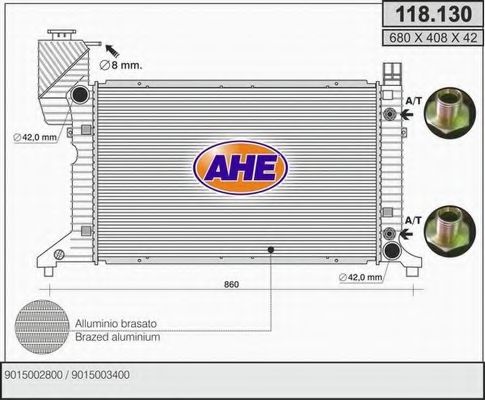 AHE 118130 Радиатор охлаждения двигателя для MERCEDES-BENZ