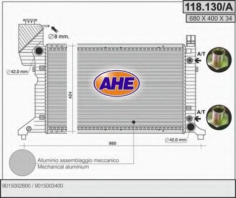AHE 118130A Радиатор охлаждения двигателя для MERCEDES-BENZ