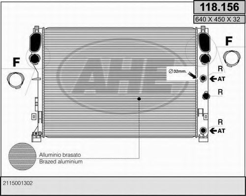 AHE 118156 Радиатор охлаждения двигателя для MERCEDES-BENZ E-CLASS (W211)