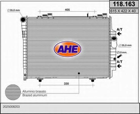 AHE 118163 Радиатор охлаждения двигателя для MERCEDES-BENZ