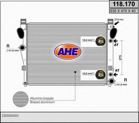 AHE 118170 Радиатор охлаждения двигателя для MERCEDES-BENZ