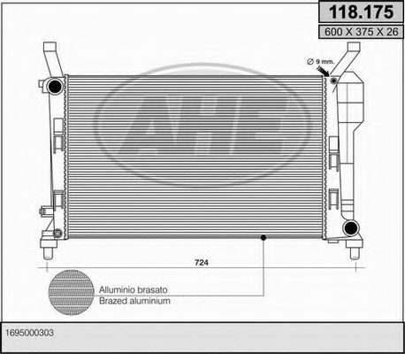 AHE 118175 Радиатор охлаждения двигателя для MERCEDES-BENZ A-CLASS