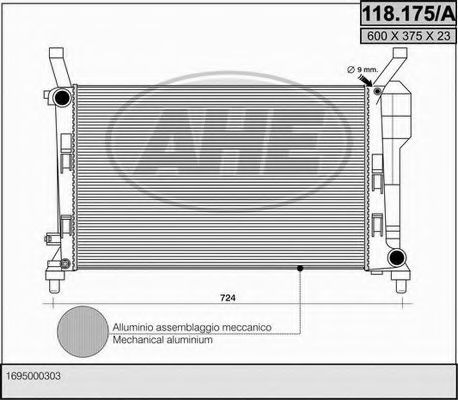 AHE 118175A Радиатор охлаждения двигателя для MERCEDES-BENZ A-CLASS