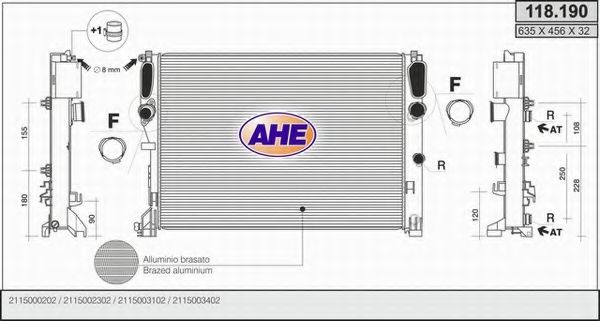 AHE 118190 Радиатор охлаждения двигателя для MERCEDES-BENZ E-CLASS (W211)