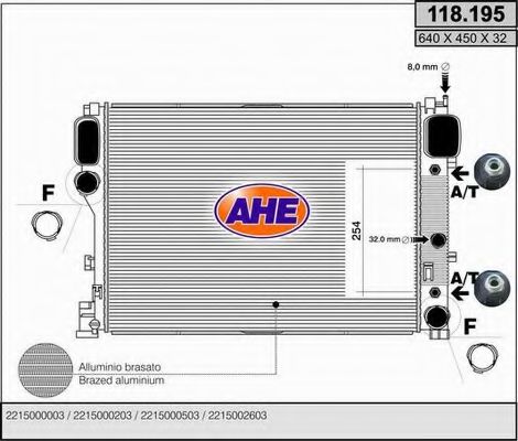AHE 118195 Радиатор охлаждения двигателя для MERCEDES-BENZ