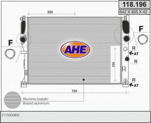 AHE 118196 Радиатор охлаждения двигателя для MERCEDES-BENZ CLK