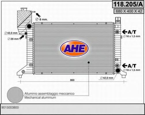 AHE 118205A Радиатор охлаждения двигателя для MERCEDES-BENZ