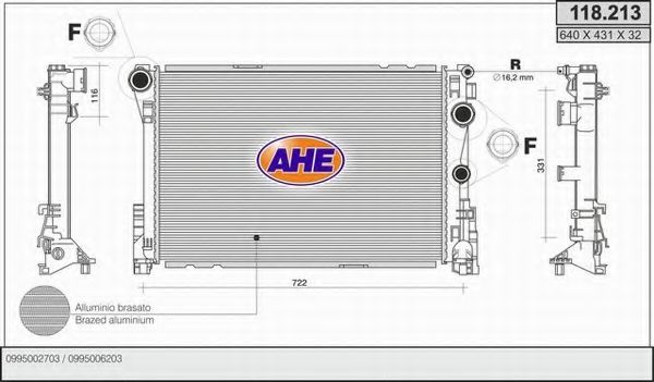 AHE 118213 Радиатор охлаждения двигателя для MERCEDES-BENZ