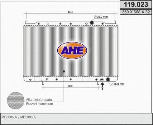 AHE 119023 Радиатор охлаждения двигателя AHE для MITSUBISHI