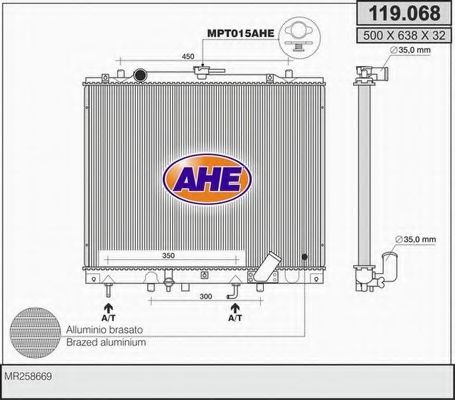 AHE 119068 Радиатор охлаждения двигателя AHE для MITSUBISHI
