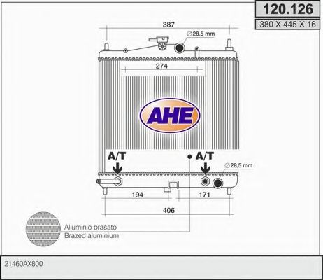 AHE 120126 Радиатор охлаждения двигателя для NISSAN MICRA