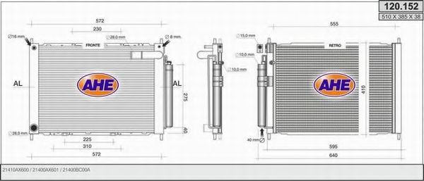 AHE 120152 Радиатор охлаждения двигателя для NISSAN