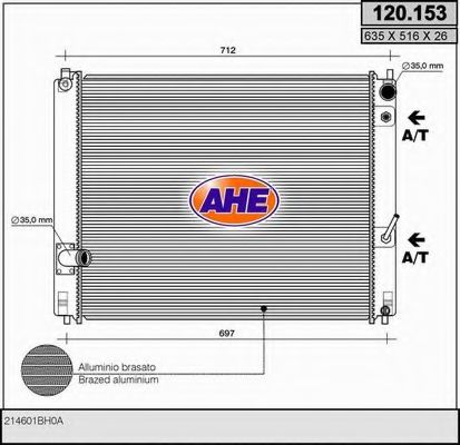 AHE 120153 Радиатор охлаждения двигателя для INFINITI