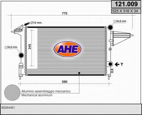 AHE 121009 Радиатор охлаждения двигателя AHE для OPEL