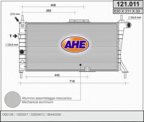 AHE 121011 Радиатор охлаждения двигателя AHE для OPEL